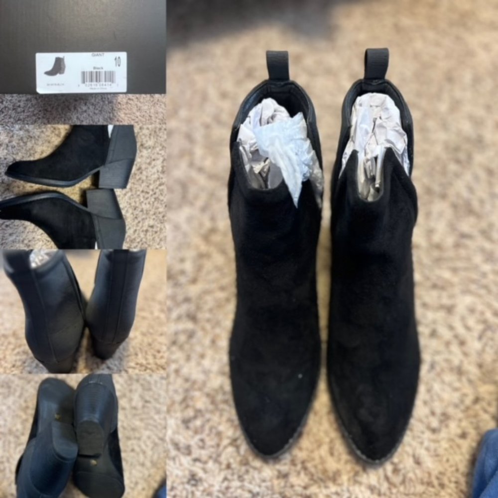 Black and Grey Block Boots Size 10